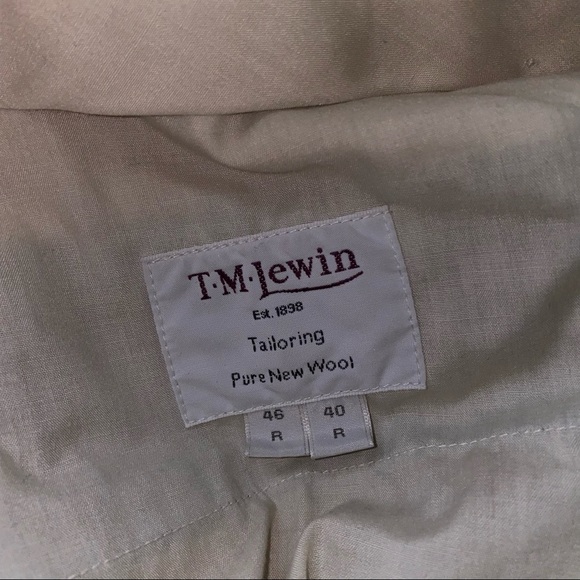 T.M.Lewin Pure Wool Pinstripe Suit sz 46R Navy - Picture 11 of 12